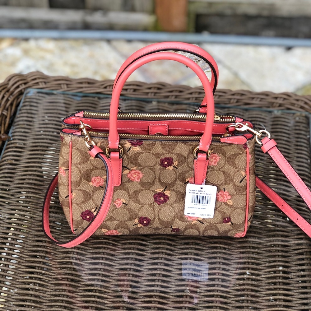 NWT Coach Peony floral Mini Surrey Satchel - Picture 4 of 8